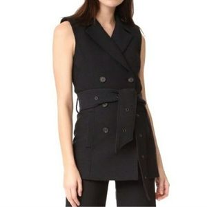 Veronica Beard Black Belted Longline Vest Blazer Jacket